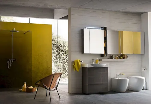 Mobile bagno con lavabo da appoggio in ceramica