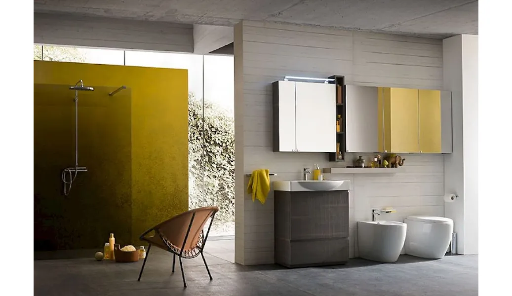 Mobile bagno con lavabo da appoggio in ceramica