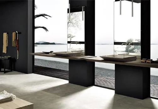 Mobile bagno con piano in rovere ossidato