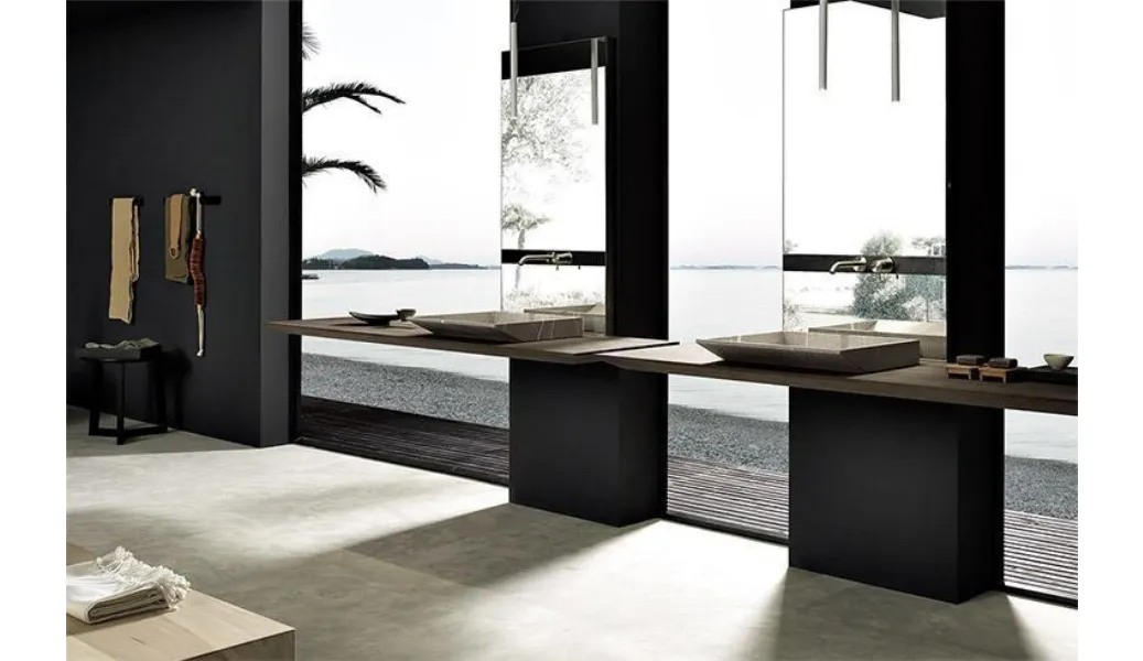 Mobile bagno con piano in rovere ossidato