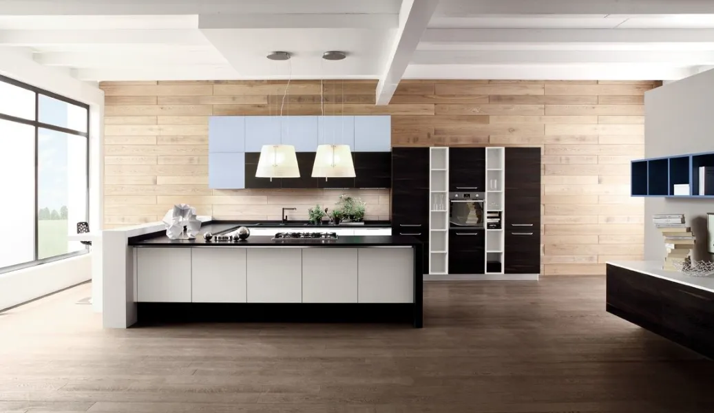 Cucina in laminato venato e termocotto