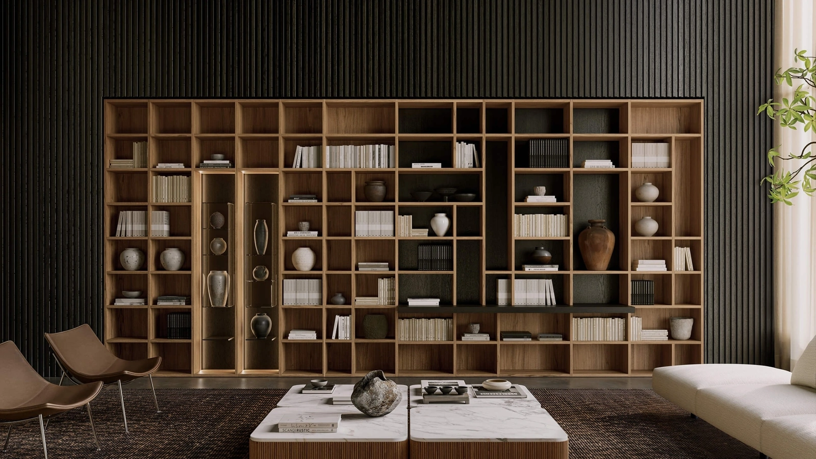 Tavolino in marmo e legno massello Drum di Lema