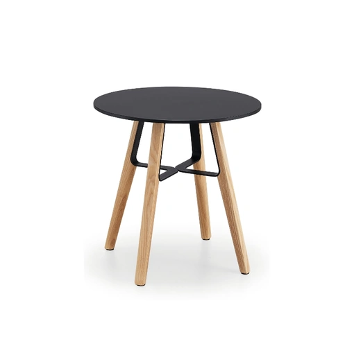 Tavolino rotondo con top in HPL e base in legno e metallo Liù CT di Midj
