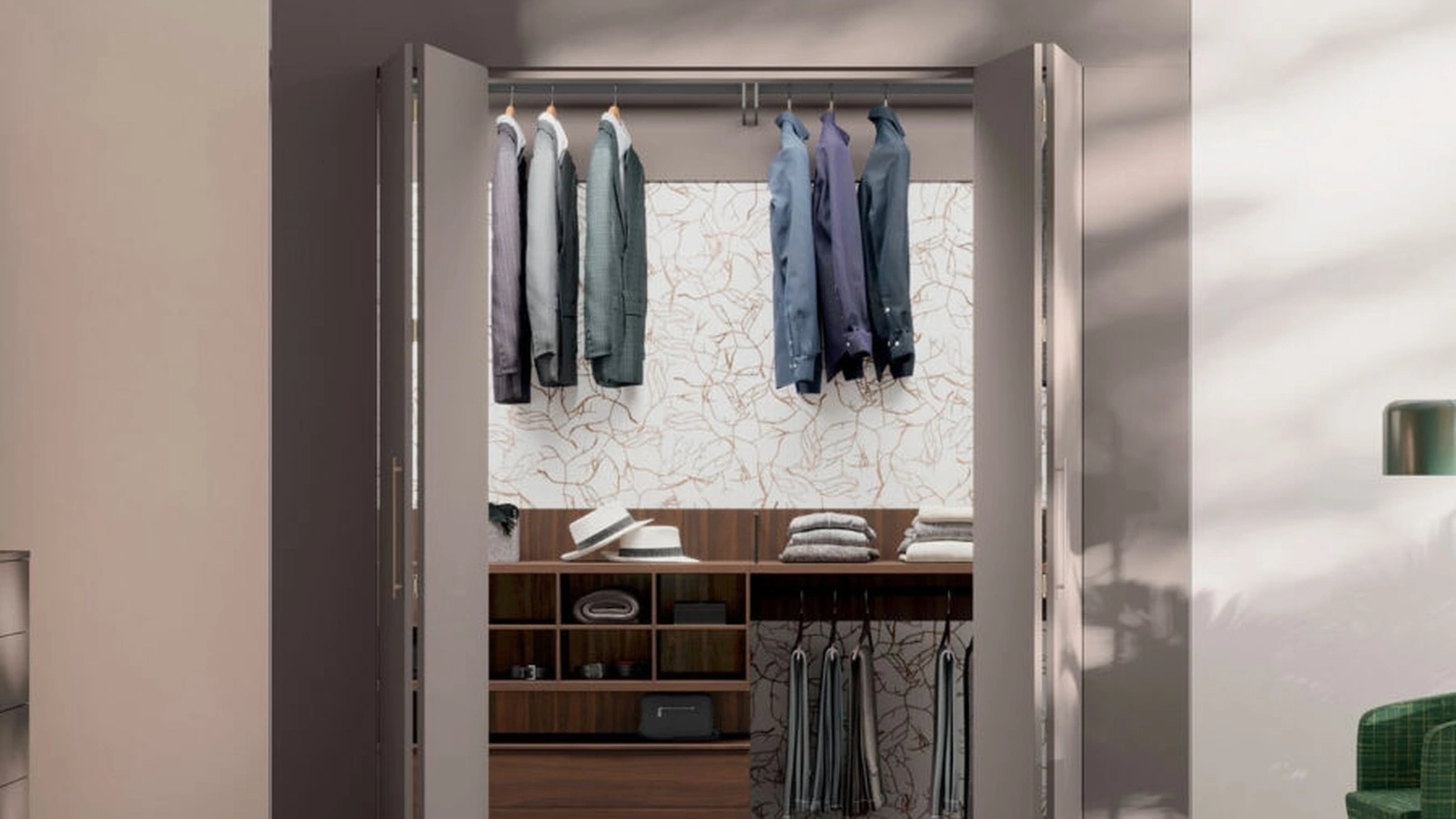 Cabina Armadio Alea con Portale a soffietto in melaminico Platino di Orme