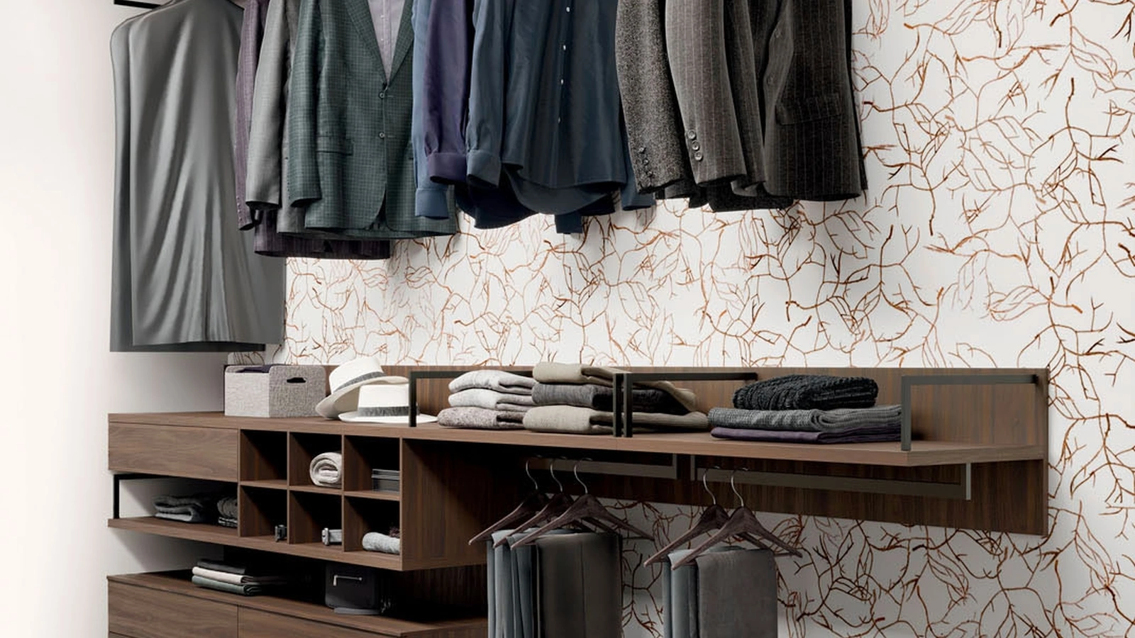 Cabina Armadio Alea con Portale in melaminico Platino e materico Cotto di Orme