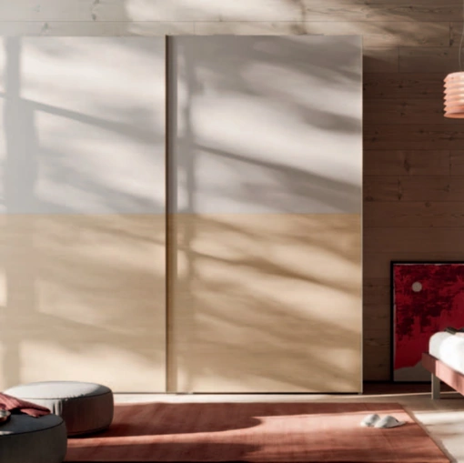 Armadio con ante scorrevoli in melaminico Tortora e materico Rovere Dave di Orme