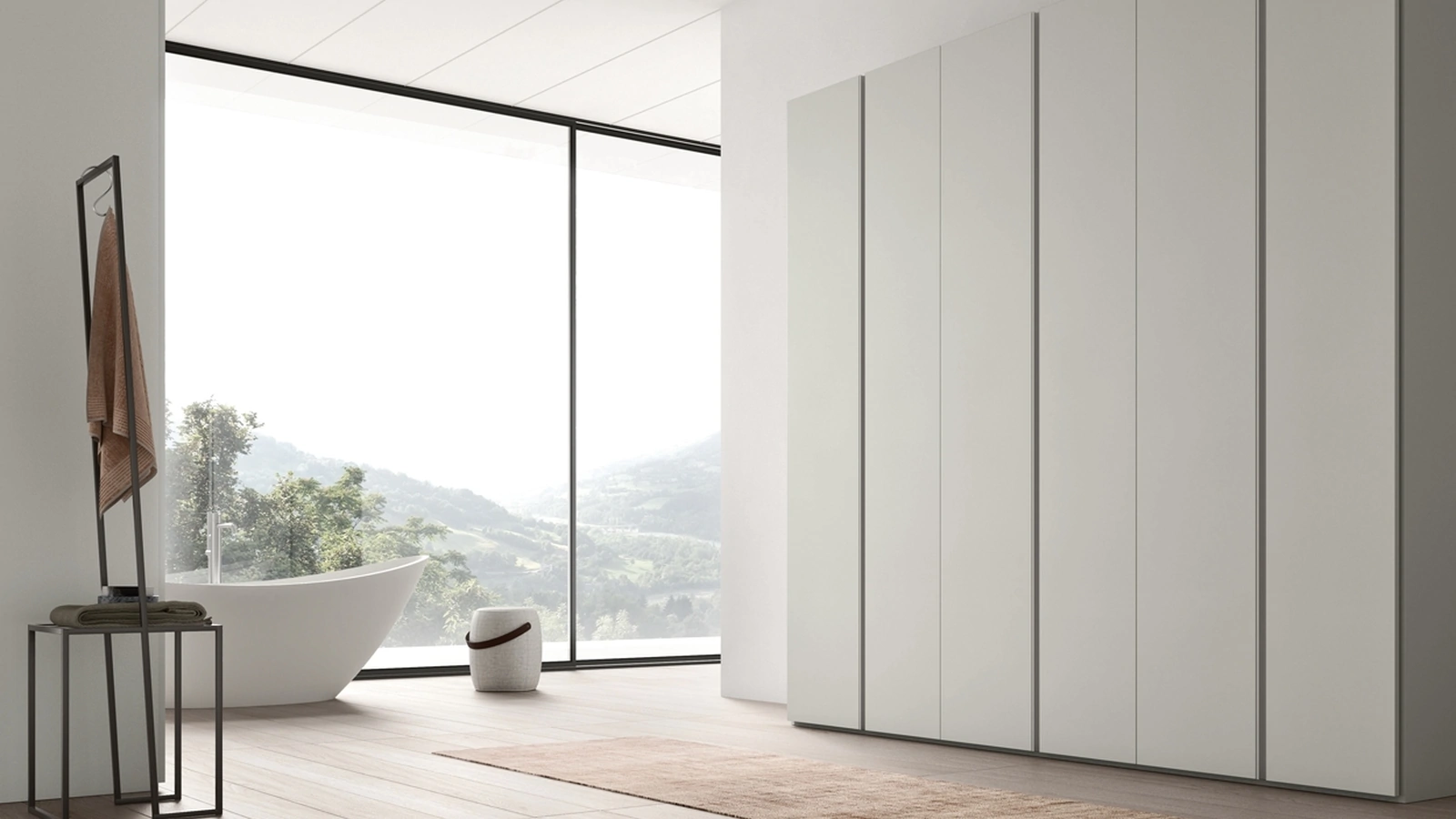 Armadio con anta battente in laccato bianco opaco Facile Gola di Maronese Acf