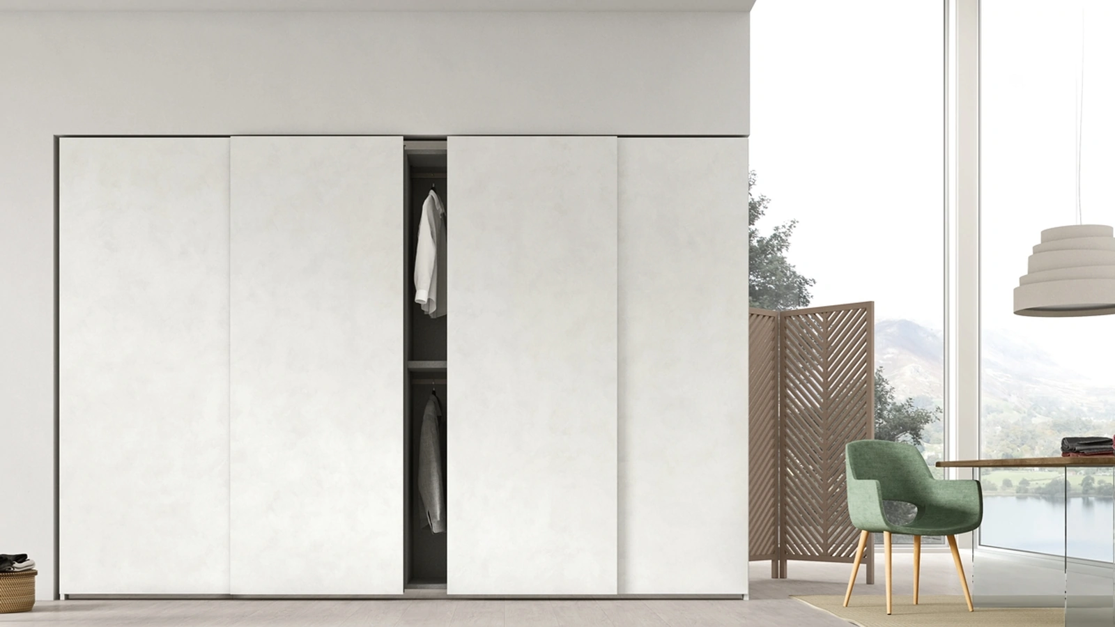 Armadio con anta scorrevole Facile Liscia DF144 in melaminico di Maronese Acf