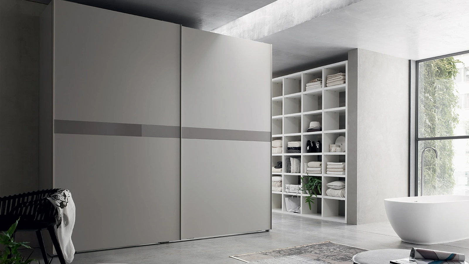 Armadio Fast DU168 in laccato Agata opaco con vetro laccato Magma di Maronese Acf