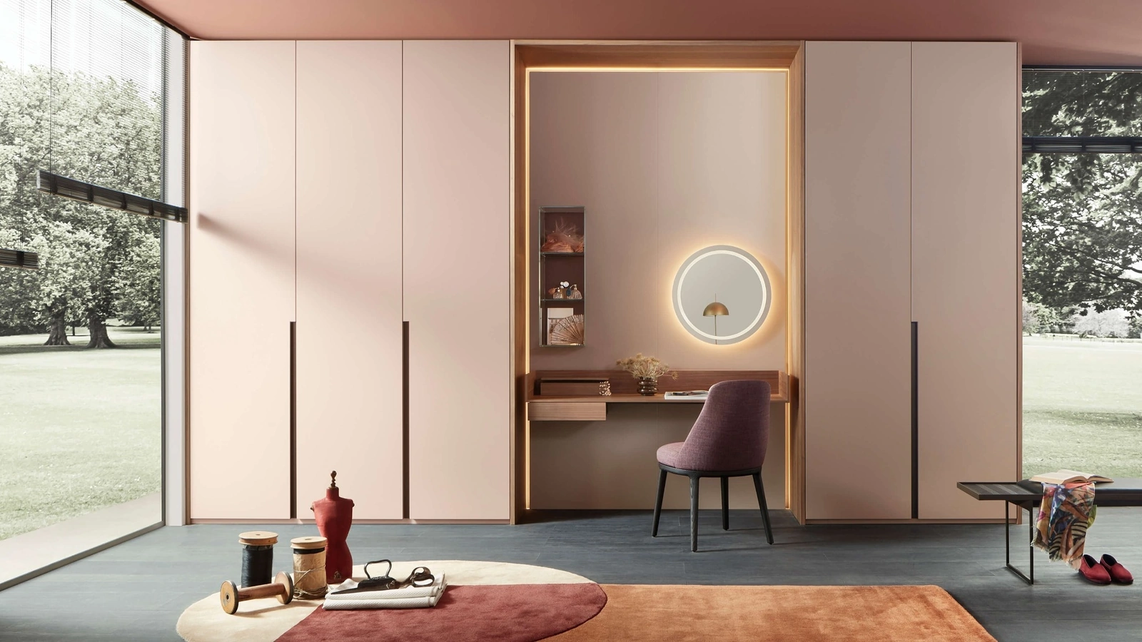 Armadio su misura personalizzabile con anta battente in laccato opaco Next di Lema