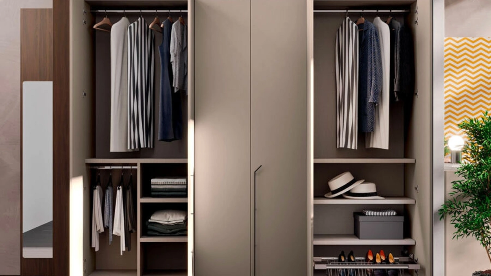 Armadio ad ante battenti con terminale libreria Liscia M36 di Orme