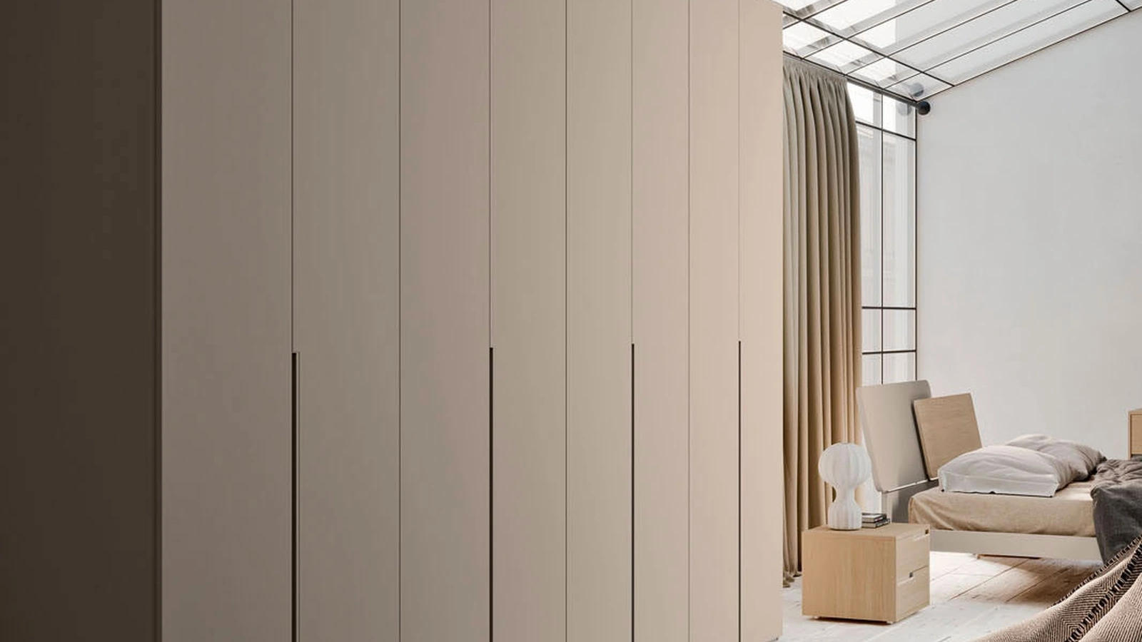 Armadio ad ante battenti Filo 1200 in melaminico Tortora di Orme