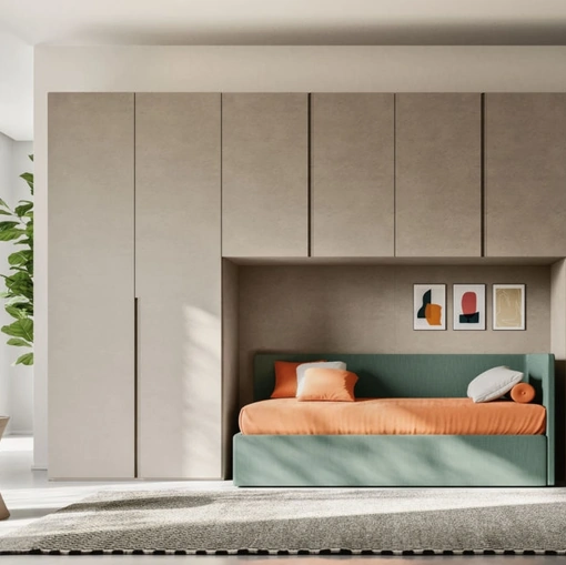 Armadio a ponte ad ante battenti in melaminico Tortora Filo 01 di Orme