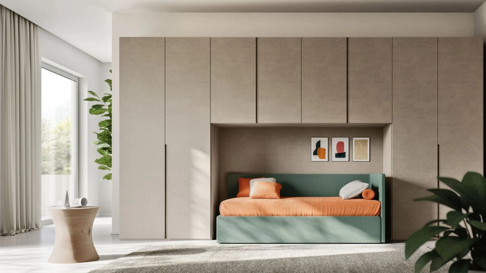 Armadio a ponte ad ante battenti in melaminico Tortora Filo 01 di Orme