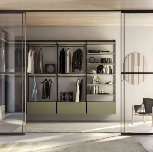 Cabina Armadio Naked in laccato opaco oliva di Orme