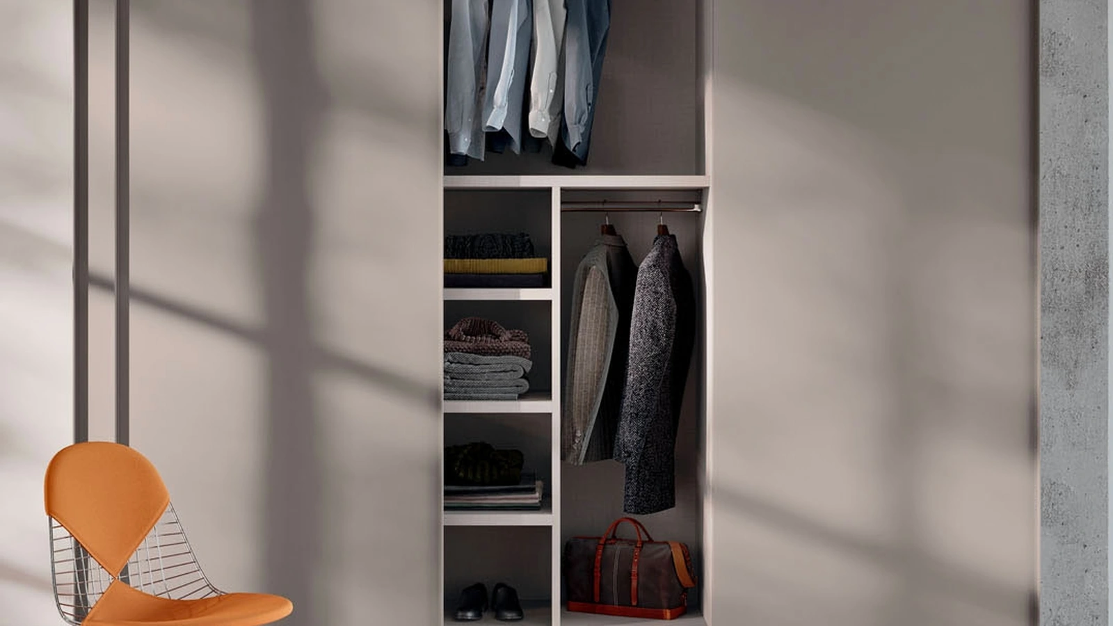 Armadio ad ante scorrevoli Trio in melaminico Platino di Orme