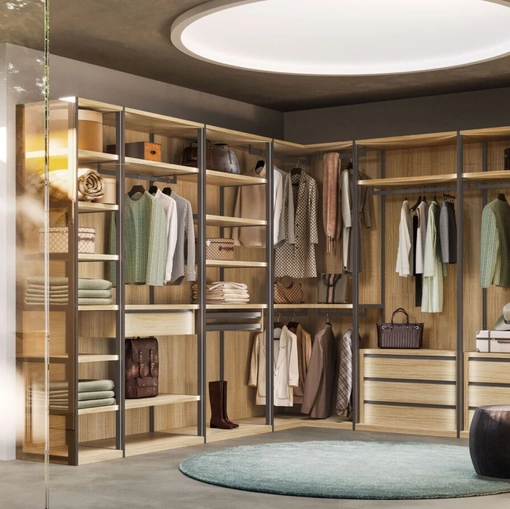 Cabina Armadio Skeletro 02 in materico Ossidato con ante in vetro Bronzato di Orme