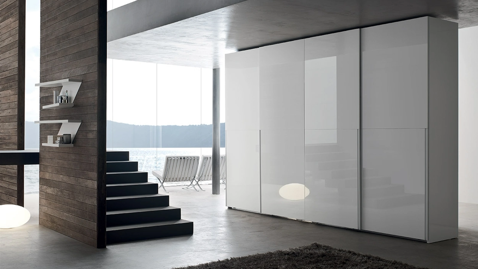 Armadio con anta scorrevole Step WN119 in laccato lucido Bianco di Maronese Acf