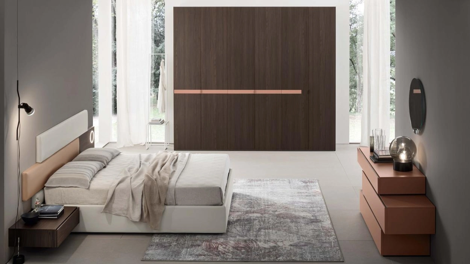 Armadio con anta battente in Rovere Thea con inserto personalizzabile Wrap di Maronese Acf