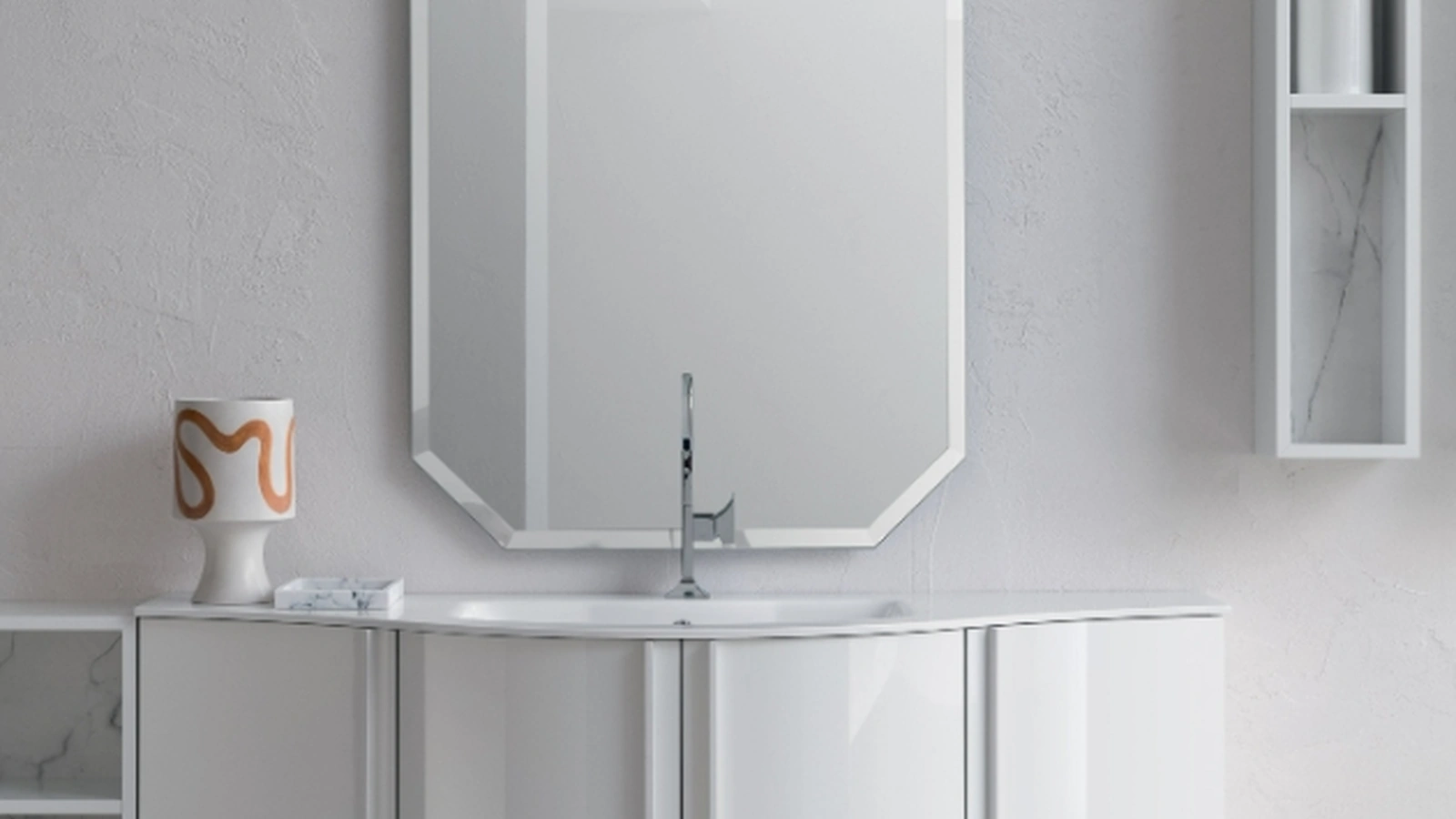 Mobile da Bagno sospeso in laccato bianco lucido B201 BD028 di Compab