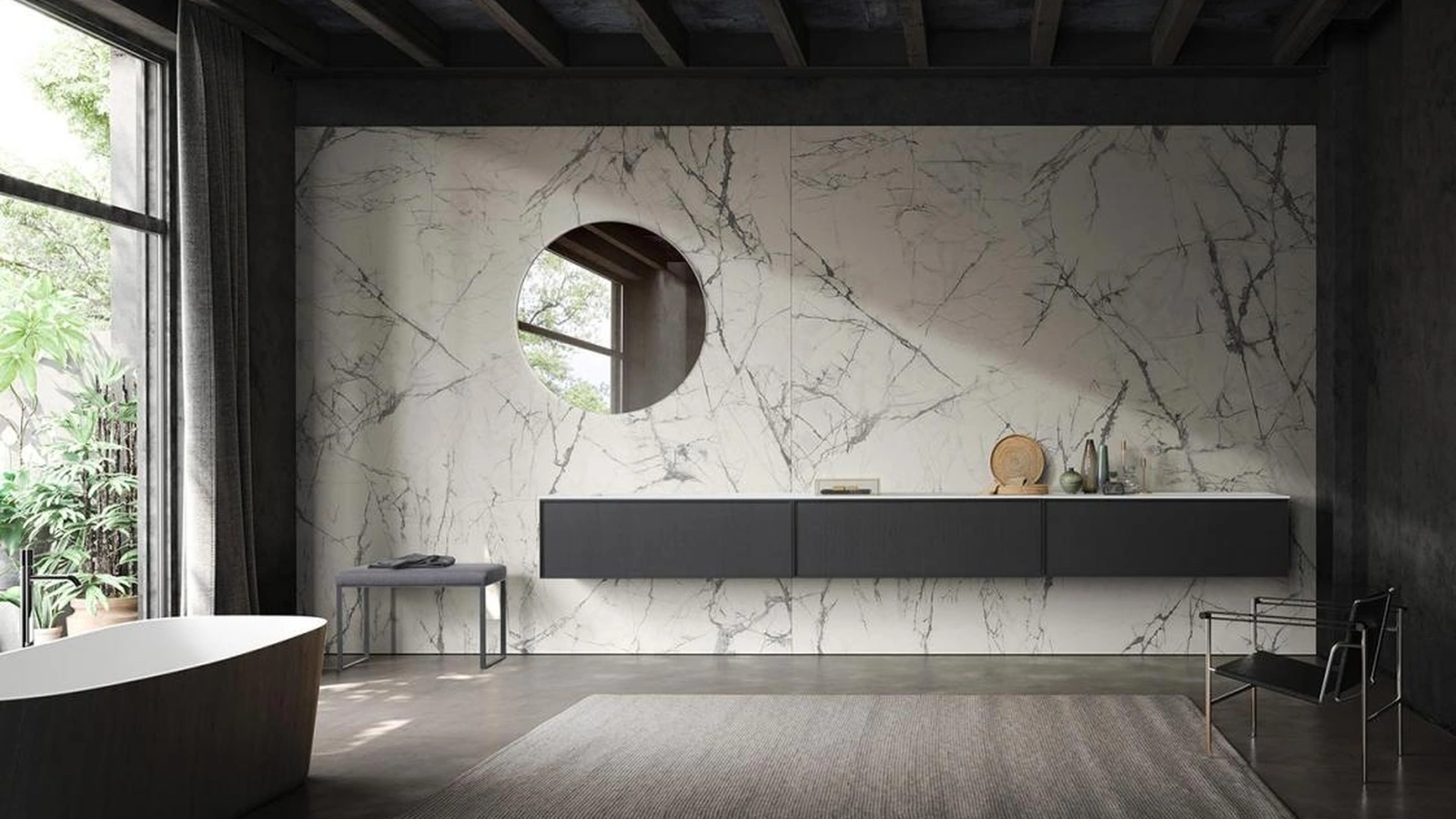 Mobile da Bagno sospeso finitura Rovere caffè Frame 01 di Modulnova bagni