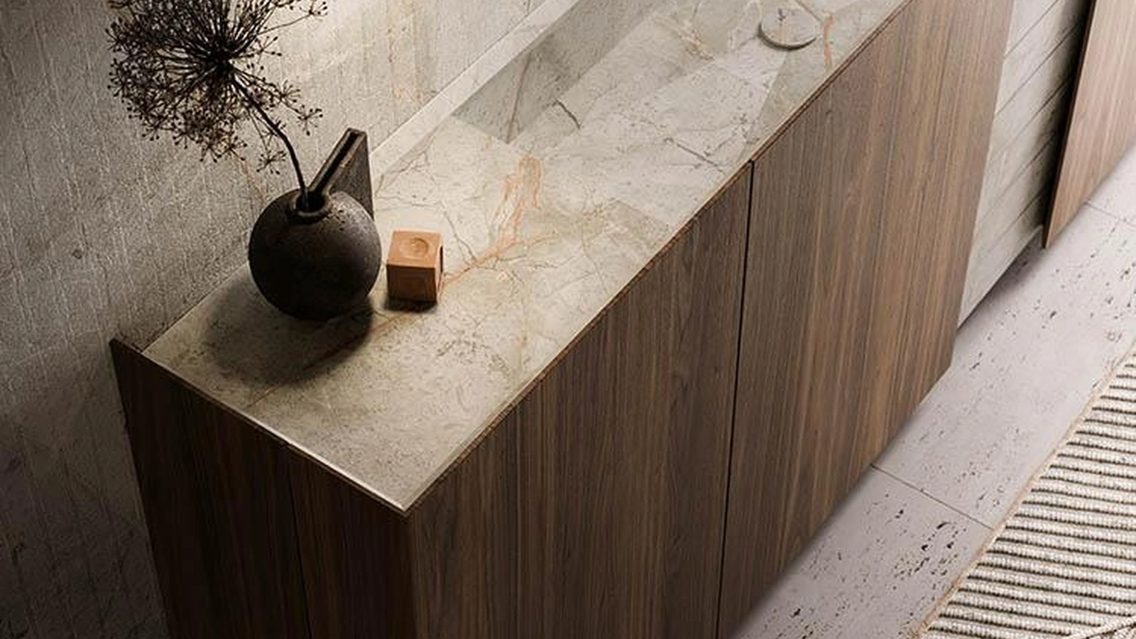 Mobile da Bagno Yacht in noce e marmo di Modulnova bagni