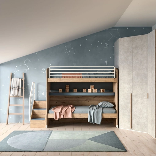 Camera con letto a castello e armadio angolare Room 160 di Zg Mobili