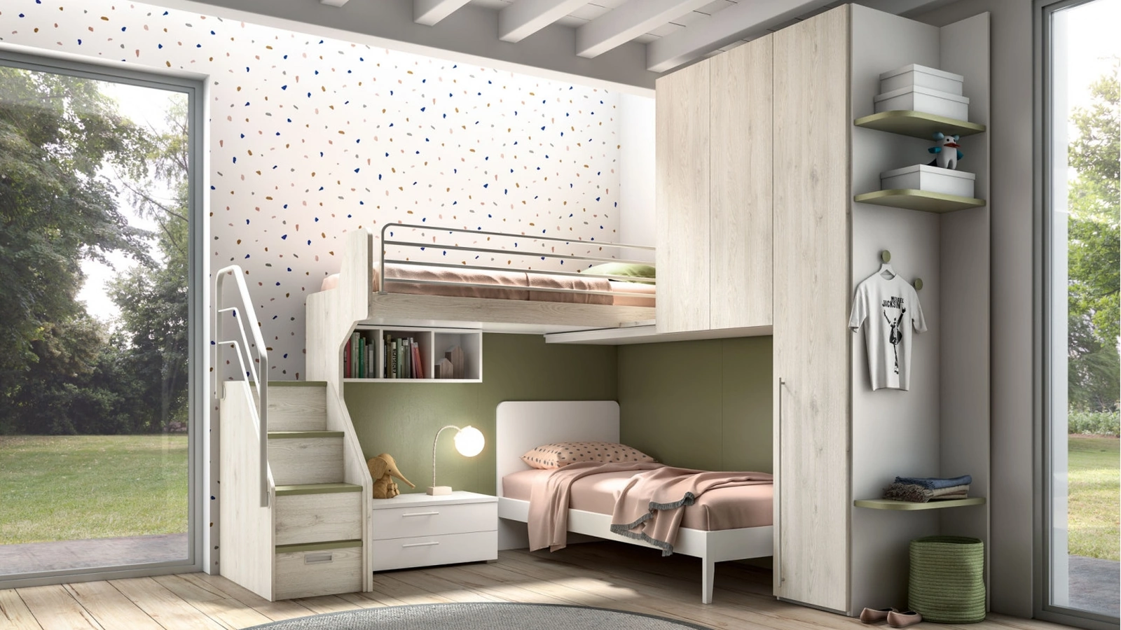 Camera moderna con soppalco Room 167 di Zg Mobili