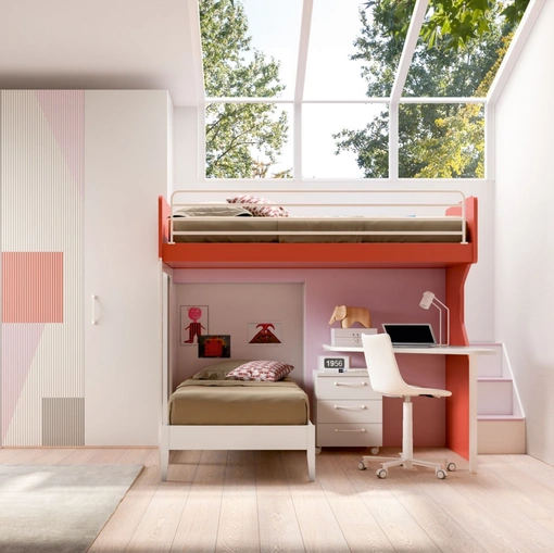 Camera con soppalco e scrivania Room 168 di Zg Mobili