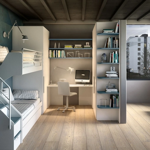 Camera con soppalco e scrivania Room 170 di Zg Mobili