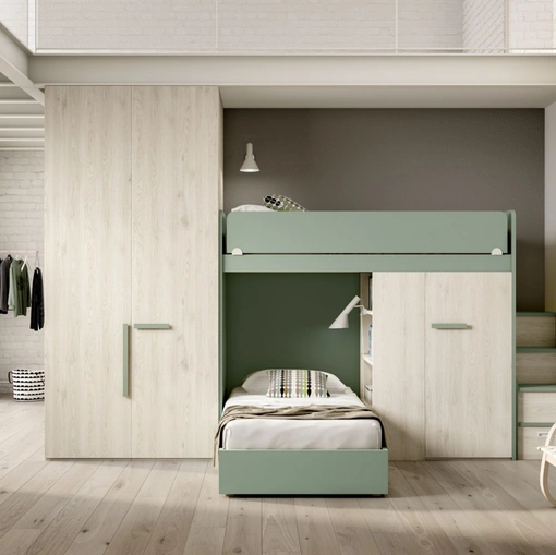Camera con soppalco con letti a sbalzo Room172 di Zg Mobili