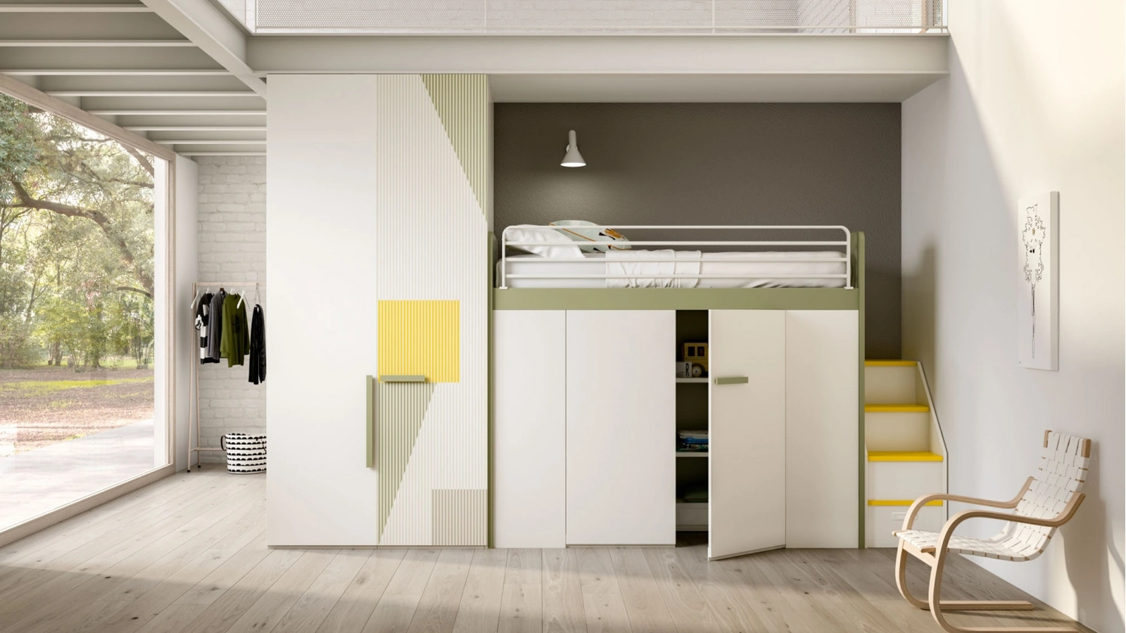 Camera per ragazzi con soppalco Room174 di Zg Mobili