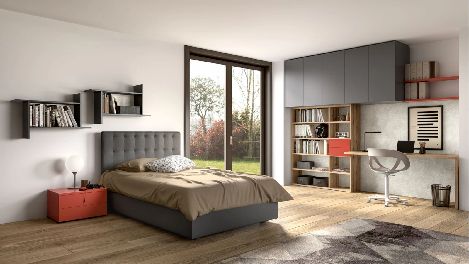 Camera moderna per single Room102 di Zg Mobili