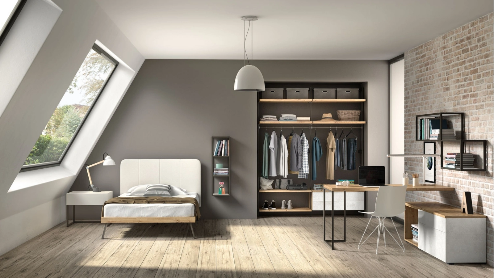 Camera componibile con guardaroba per single Room104 di Zg Mobili