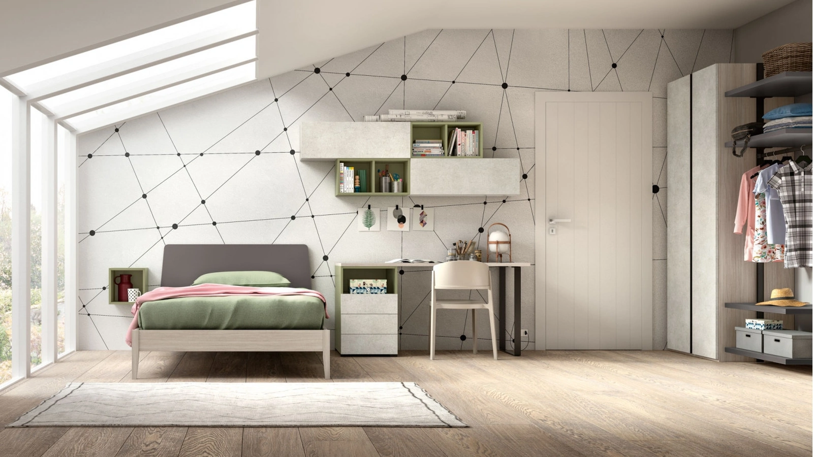 Camera moderna per single Room110 di Zg Mobili