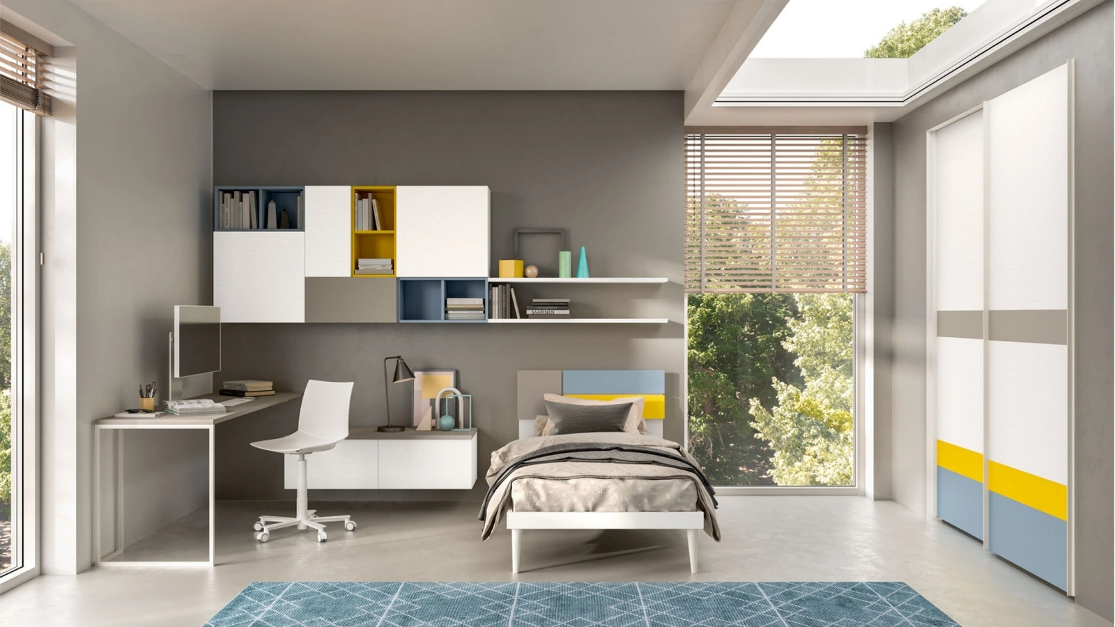 Camera per teenager con angolo studio Room122 di Zg Mobili