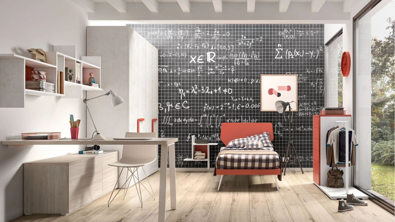 Camera moderna con scrivania per teenager Room123 di Zg Mobili