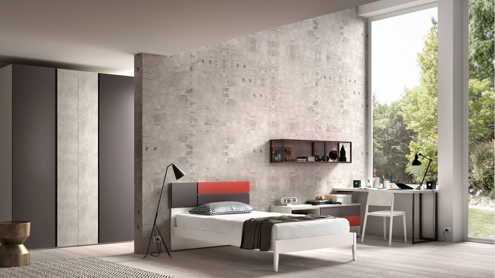 Camera con angolo studio per teenager Room126 di Zg Mobili