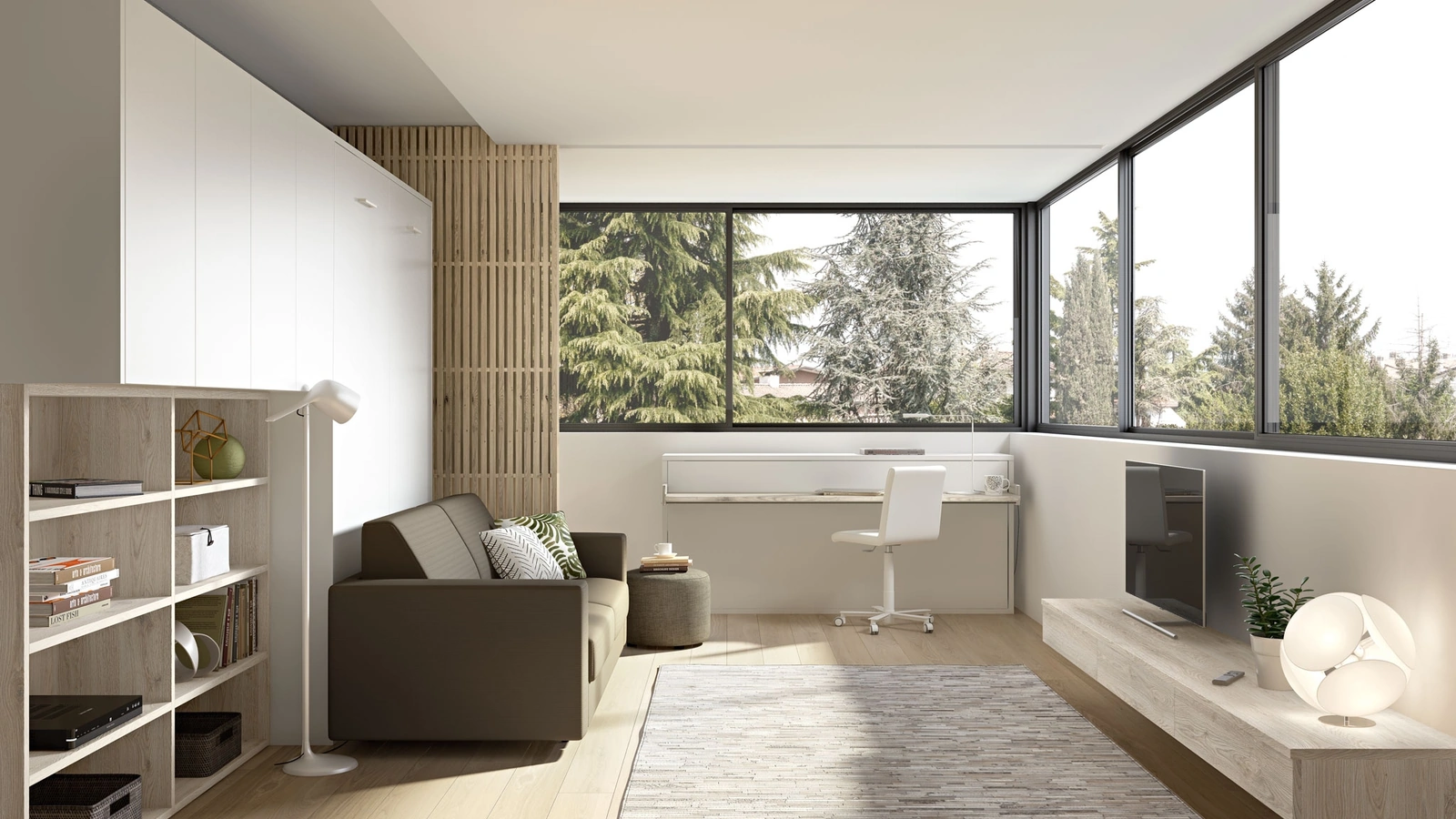 Camera salvaspazio Room148 con letto chiuso di Zg Mobili