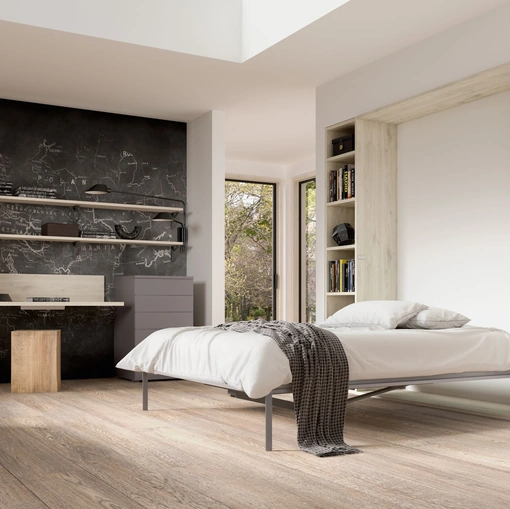 Camera salvaspazio con scrivania e letto aperto Room150 di Zg Mobili