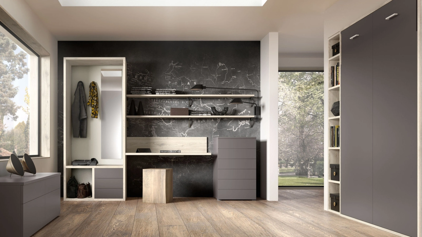 Camera salvaspazio Room150 con letto chiuso di Zg Mobili