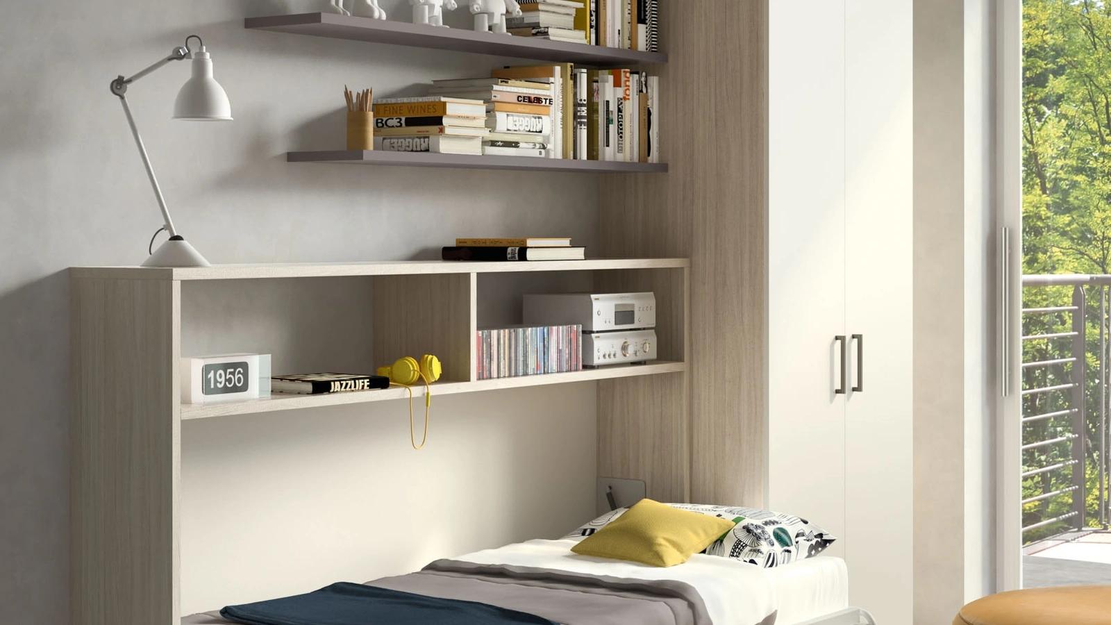 Camera salvaspazio Room151 con letto aperto di Zg Mobili