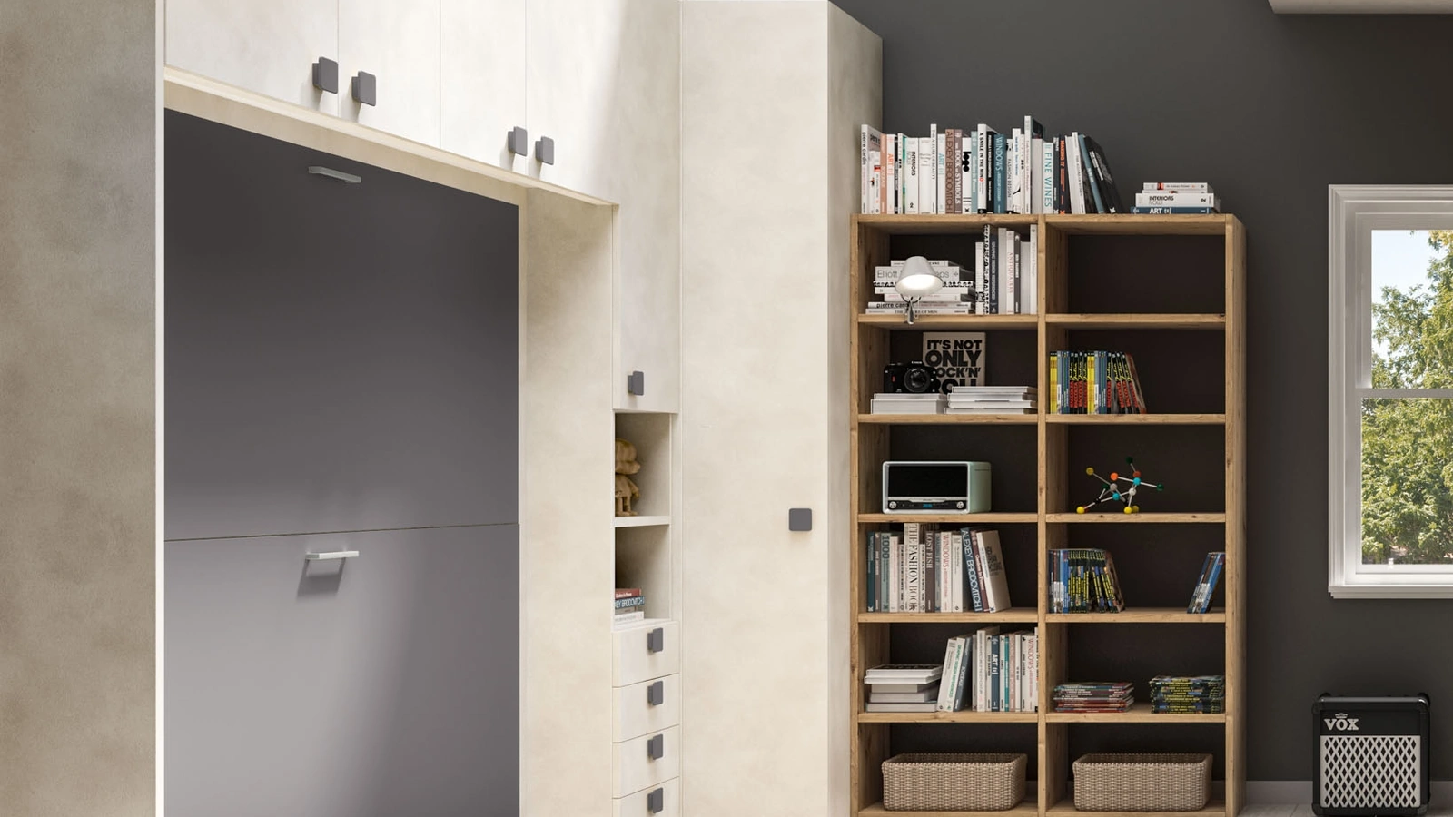 Camera salvaspazio con letto a castello chiuso Room152 di Zg Mobili