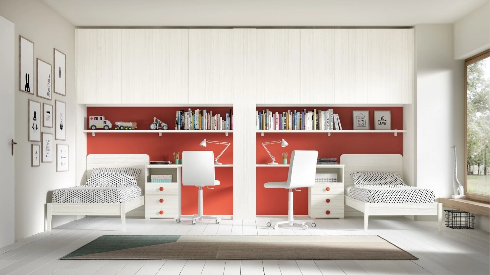 Camera a 2 letti Room143 con armadio a ponte di Zg Mobili