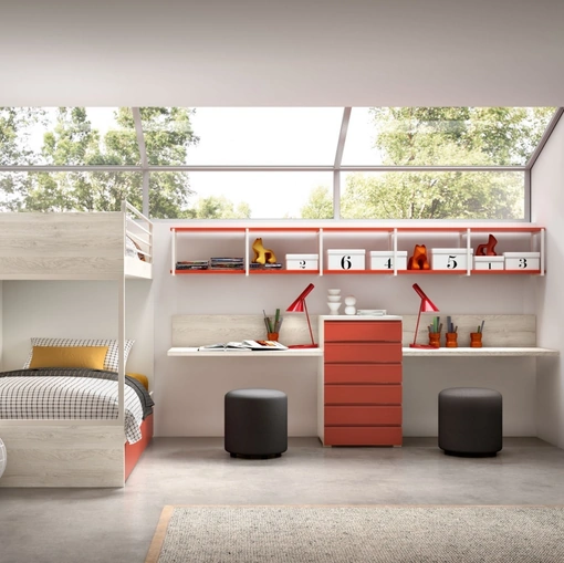 Camera con soppalco Room 153 con letti da una piazza e mezza di Zg Mobili