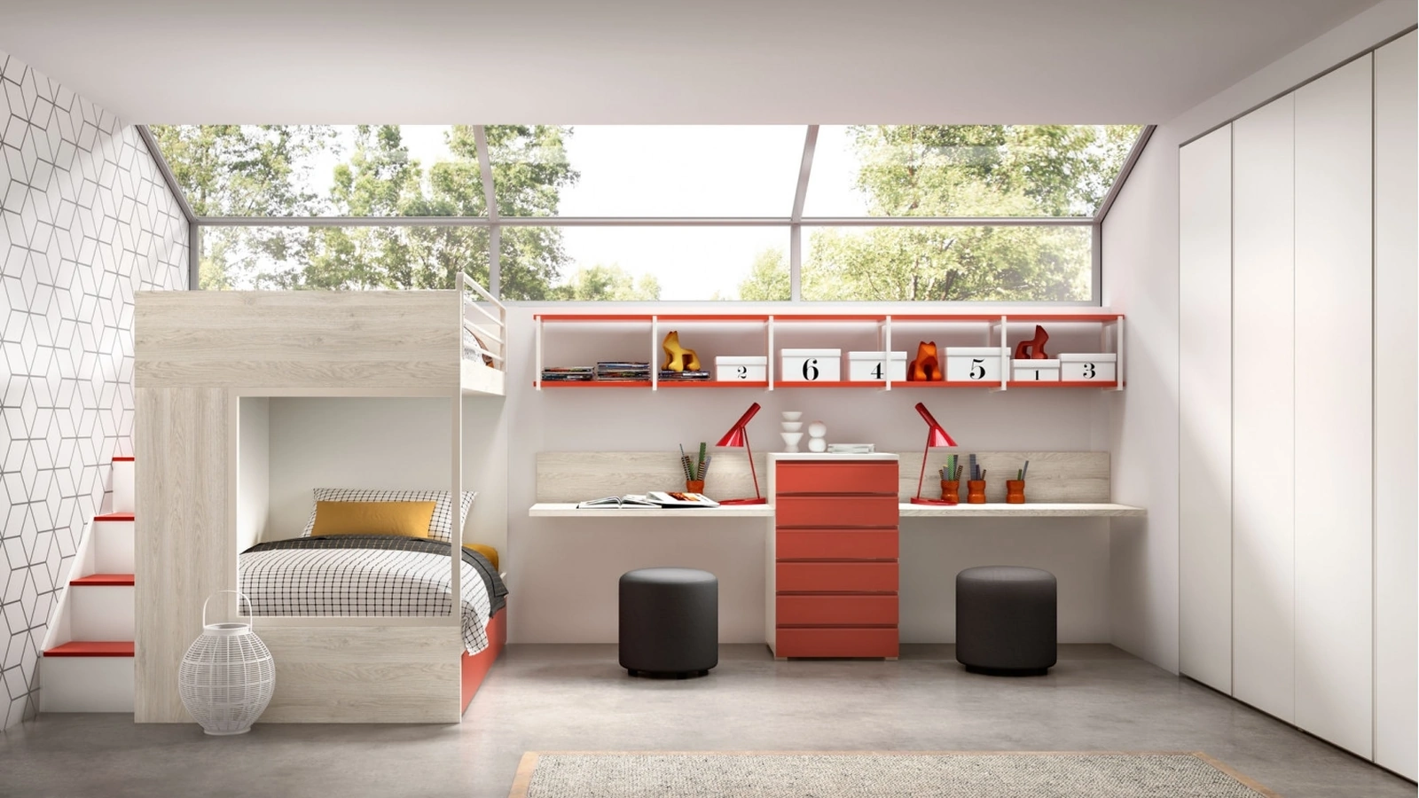 Camera con soppalco Room 153 con letti da una piazza e mezza di Zg Mobili