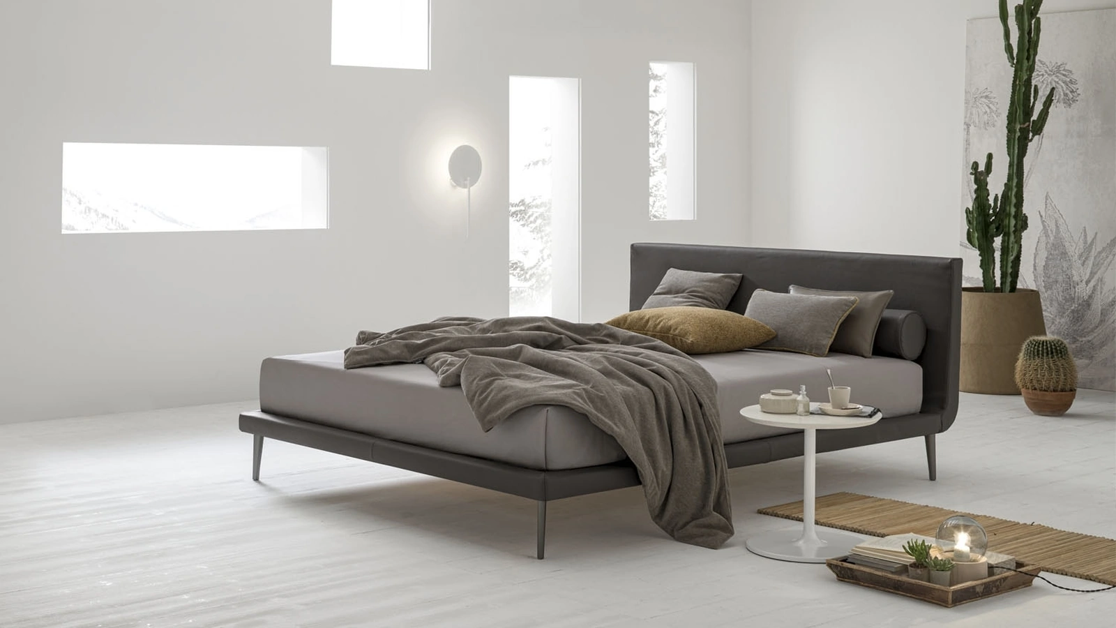 Letto in pelle con testiera Aspen di V&Nice