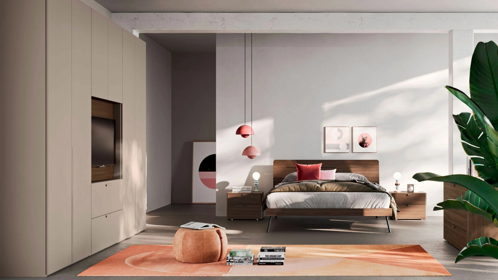 Letto con testiera in materico Cotto Curve di Orme