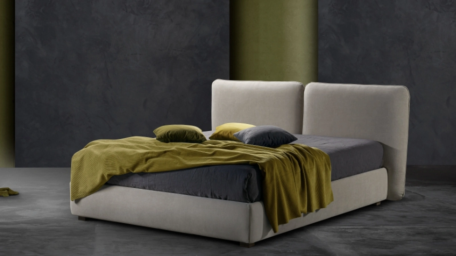 Letto in tessuto imbottito con testiera Doddy di Excò