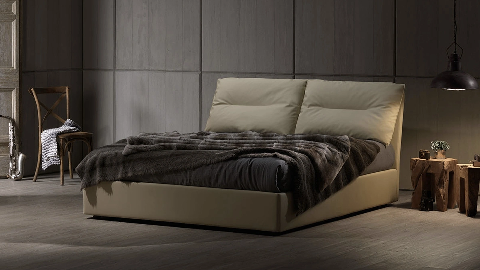 Letto imbottito con testiera Babola di Excò